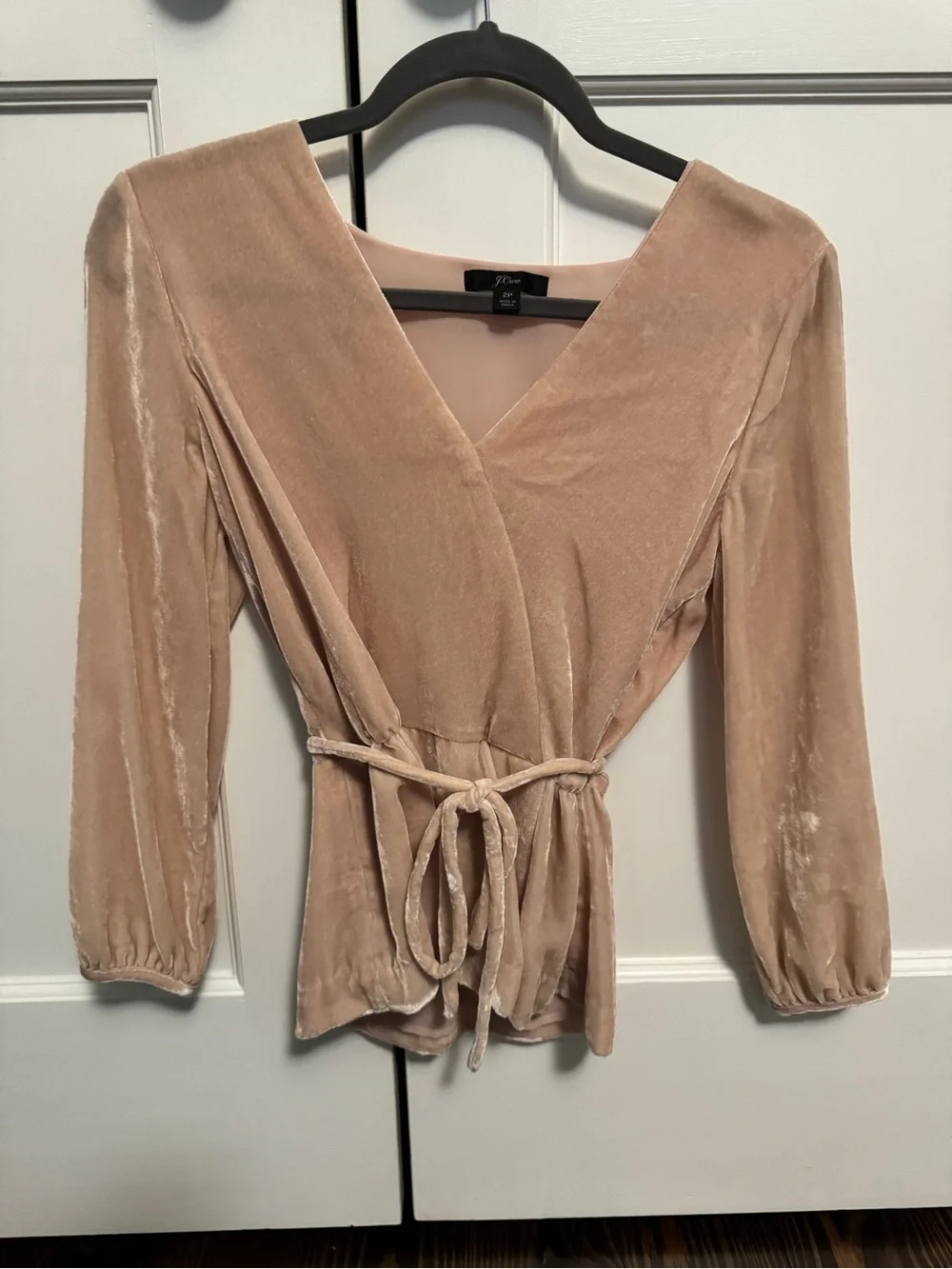J. Crew Women's Velvet Wrap Top in Blush
